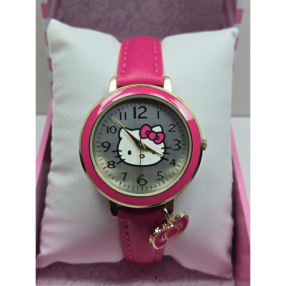 Hello Kitty Sanrio Accutime HK5078TM Pink Gold Bow Charm Watch New Battery W Box main image 6